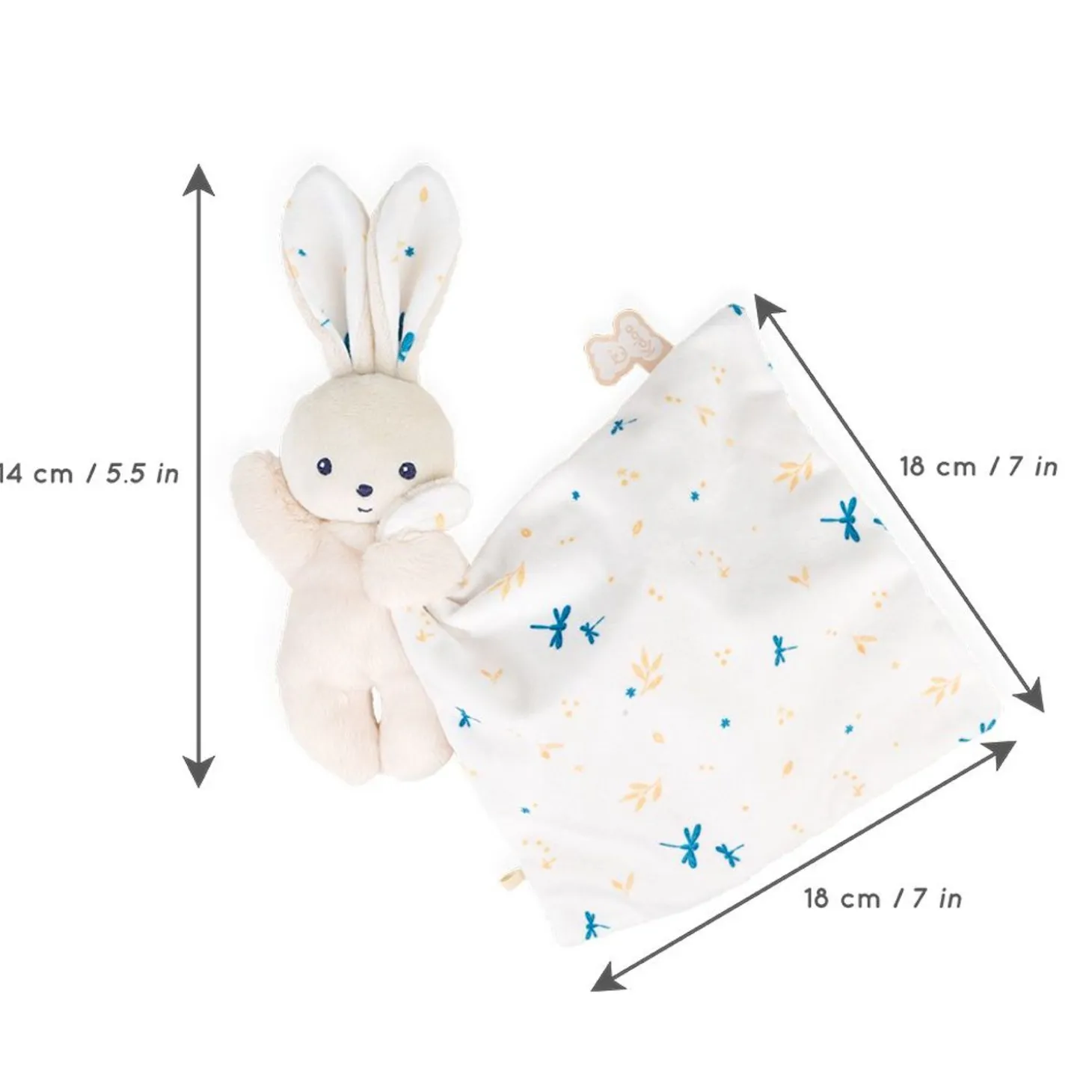 Kaloo Doudou Rabbit Carre Douceur White Delicate